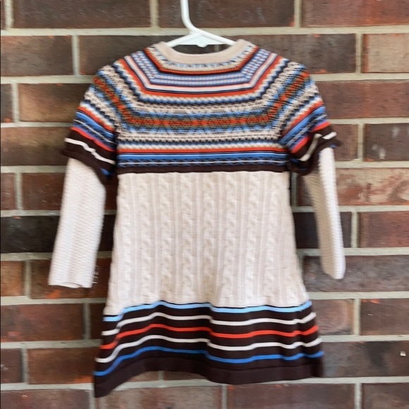 Hanna Andersson Cable Knit Sweater Dress Fair Isle Size 80 US 2 - Picture 10 of 16